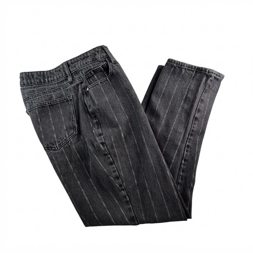 PacSun Mom Jean Womens Size 28 High Rise Striped Black Washed Denim Straight Leg